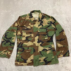BDU Coat Hot Weather Med-Regular Woodland Camo VTG 90s US ARMY RipStop Blouse